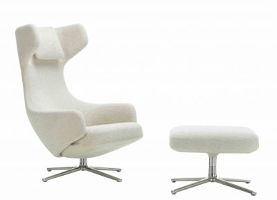 Grand Repos Armchair + Ottoman Vitra Polished Nubia Ivory / Pearl